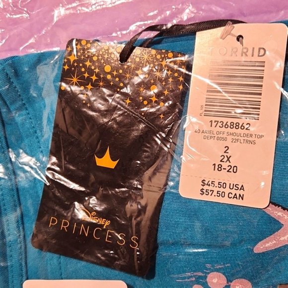 ❤️NWT VINTAGE TORRIID TOP DISNEY PRINCESS ARIEL LITTLE MERMAID SHIRT, SIZE 2X - Picture 10 of 12